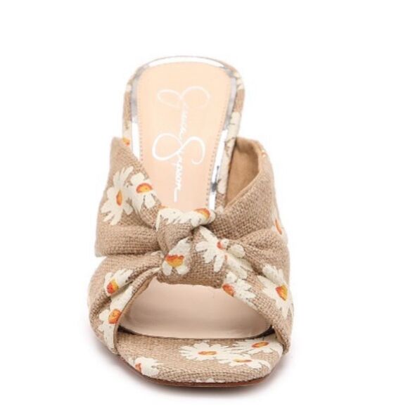 Jessica Simpson MAYXIE Floral Burlap Slip on Heeled Sandals - Picture 3 of 15